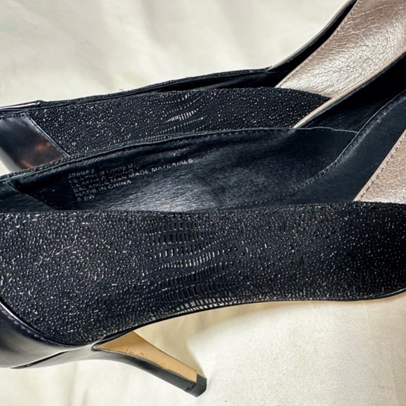 Hal Rubenstein Black & Metallic Leather Embossed Pump Sz 8.5 - Picture 4 of 7
